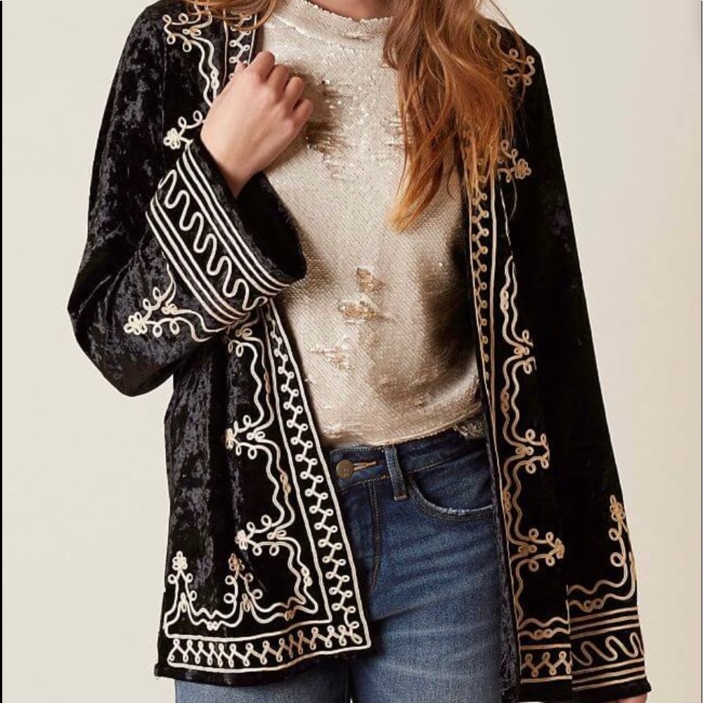 Gimmicks Embroidered Velvet Cardigan